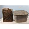Image 1 : Vintage Metal Wash Tub and Vintage Gas Can