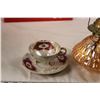 Image 2 : Footed Japan Cup and Saucers Plus Fancy Oil Lamp Base and Globe