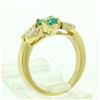 Image 8 : 18kt Yellow Gold 1.73 ctw Round Emerald and Marquise Diamond Ring