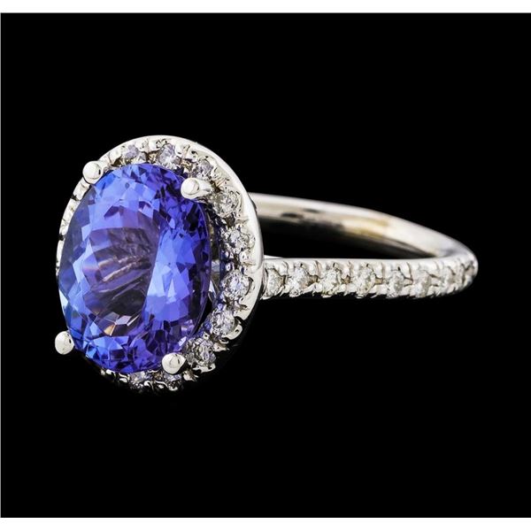 3.80 ctw Tanzanite and Diamond Ring - 14KT White Gold