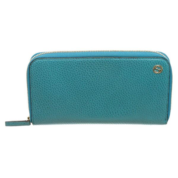 Gucci Blue Leather Zip-Around Wallet