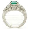 Image 9 : Platinum 1.04 ctw Radiant Emerald & Diamond Milgrain Filigree Etched Cocktail Ri