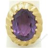 Image 1 : Vintage 14kt Yellow Gold Oval Synthetic Alexandrite Ring w/ Textured Halo