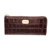Image 1 : Michael Kors Brown Crocodile Embossed Leather Zippy Wallet