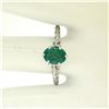 Image 4 : 14k White Gold 1.38 ctw Prong Set Oval Cut Emerald Filigree Solitaire Ring