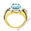 Image 6 : Estate 14kt Two Tone Gold 2.10 ctw Oval Aquamarine Grooved Cocktail Ring