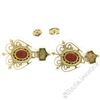 Image 5 : Vintage Victorian Revival 14K Yellow Gold 2.8 ctw Oval Garnet Open Dangle Earrin