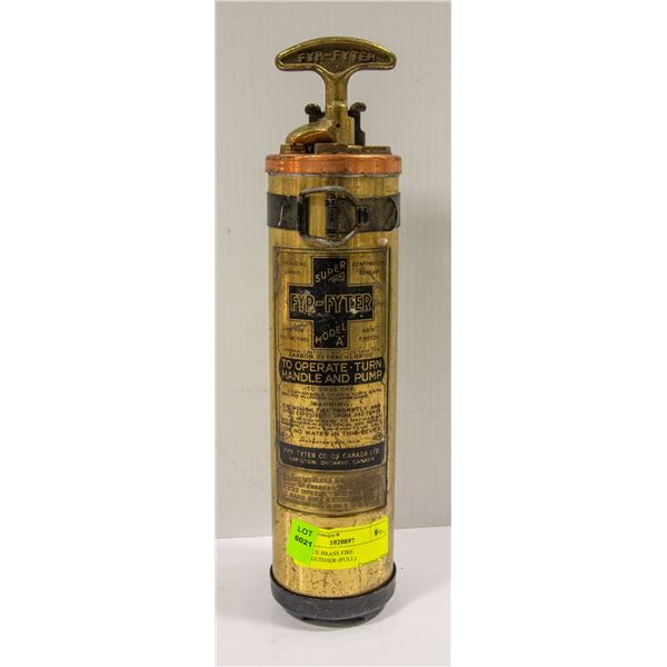 ANTIQUE BRASS FIRE EXTINGUISHER (FULL)