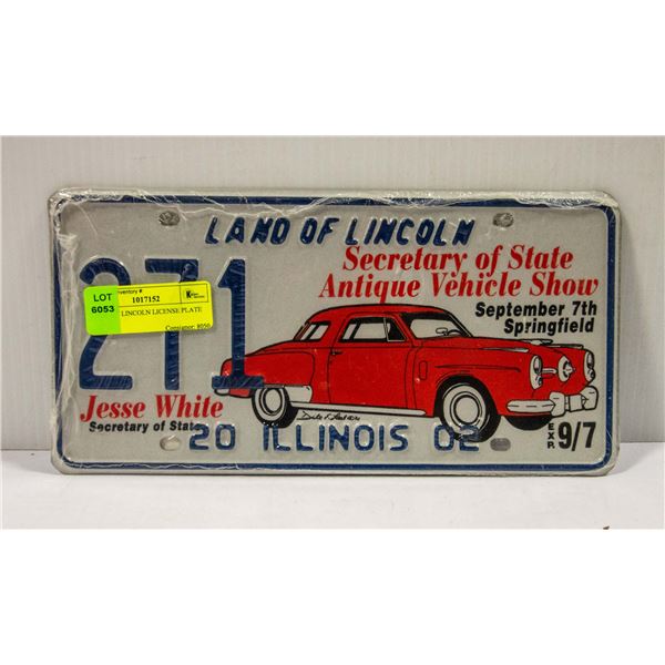 LAND OF LINCOLN LICENSE PLATE