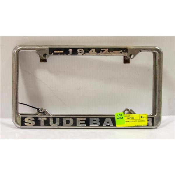 1947 STUDEBAKER PLATE HOLDERS - TWO