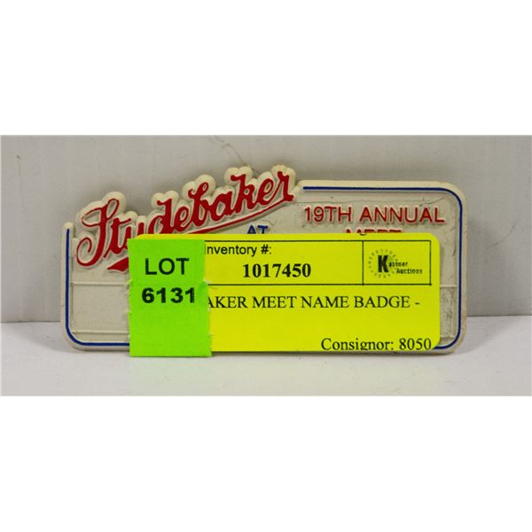 STUDEBAKER MEET NAME BADGE - 1983