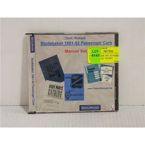 STUDEBAKER 1951-52 PASSENGER CAR MANUAL CD SET