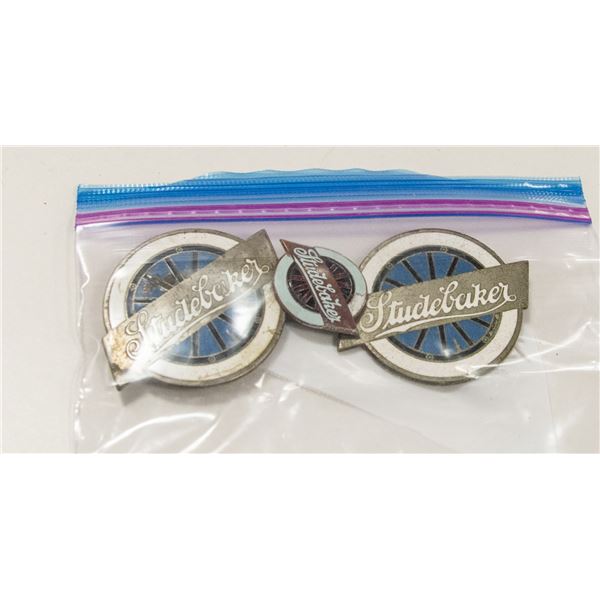 THREE STUDEBAKER GRILL BADGES - NEED FASTENERS