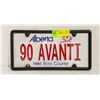 Image 1 : 1990 AVANTI PLASTIC LICENSE PLATE