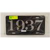 Image 1 : 1937 LICENSE PLATE
