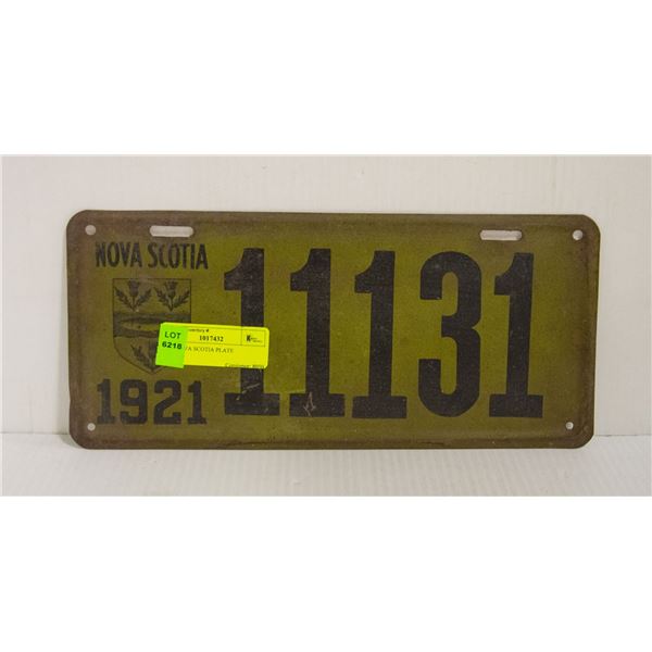 1921 NOVA SCOTIA PLATE