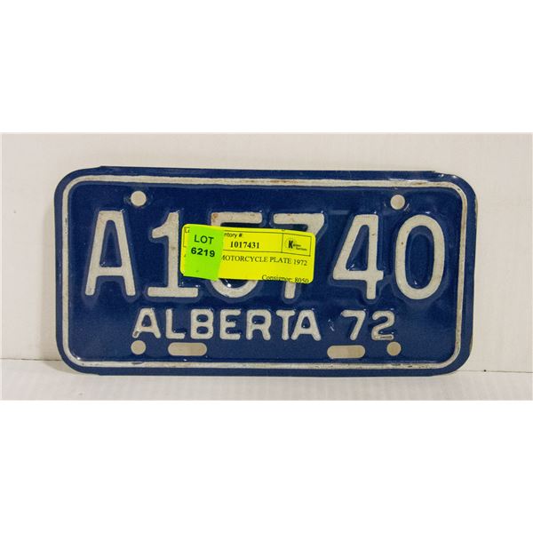 ALBERTA MOTORCYCLE PLATE 1972