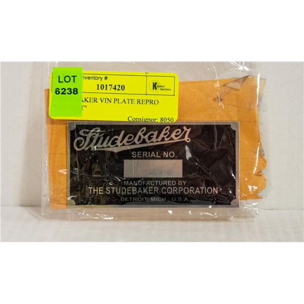 STUDEBAKER VIN PLATE REPRO "DETROIT"