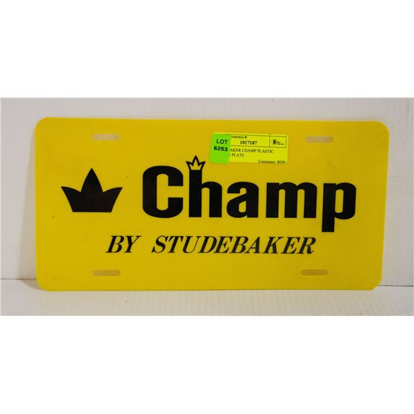 STUDEBAKER CHAMP PLASTIC LICENSE PLATE