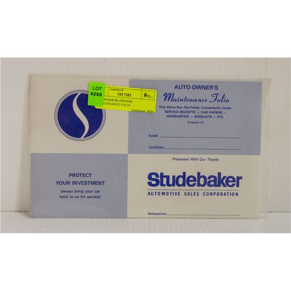 STUDEBAKER OWNERS MAINTENANCE FOLIO