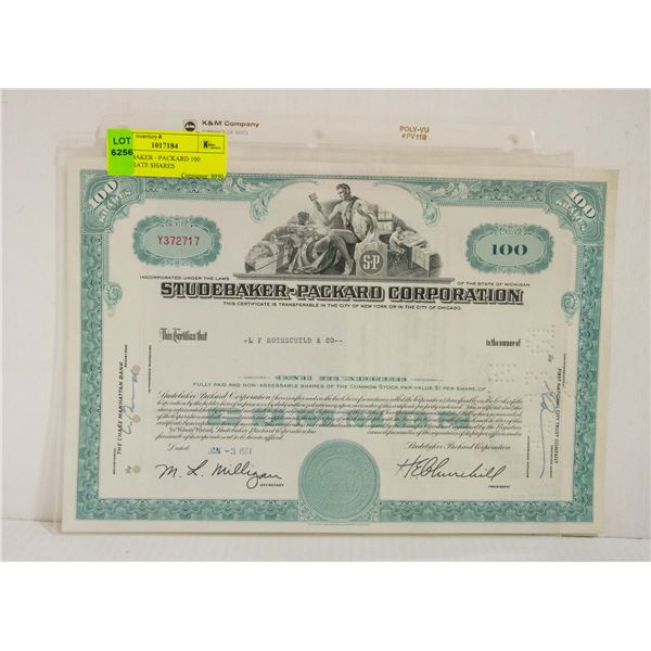 STUDEBAKER - PACKARD 100 CORPORATE SHARES