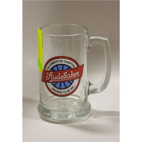 GLASS STUDEBAKER BEER MUG