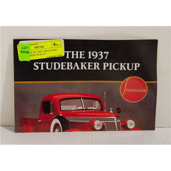 1937 DANBURY MINT BROCHURE STUDEBAKER PICK-UP