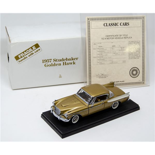 DANBURY MINT 1957 GOLDEN HAWK WITH CASE AND