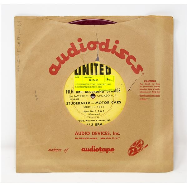STUDEBAKER VINYL RECORD 1955 STUDEBAKER RADIO ADS