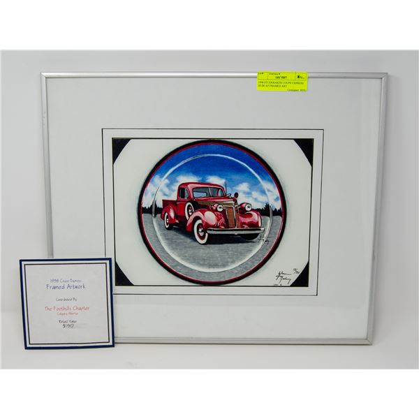 1938 STUDEBAKER COUPE EXPRESS HUBCAP FRAMED ART