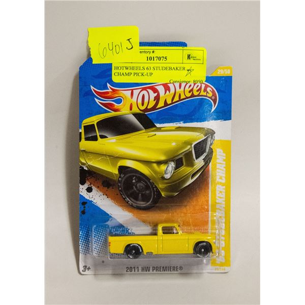 HOTWHEELS 63 STUDEBAKER CHAMP PICK-UP