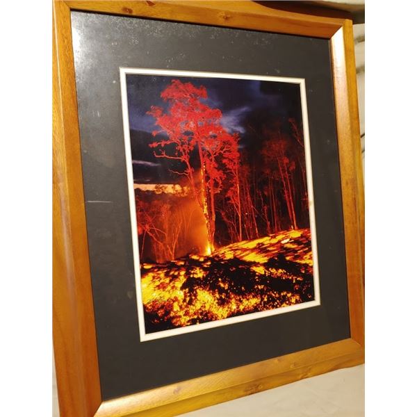 20"x24" Kilauea Eruption Photograph in Koa Frame