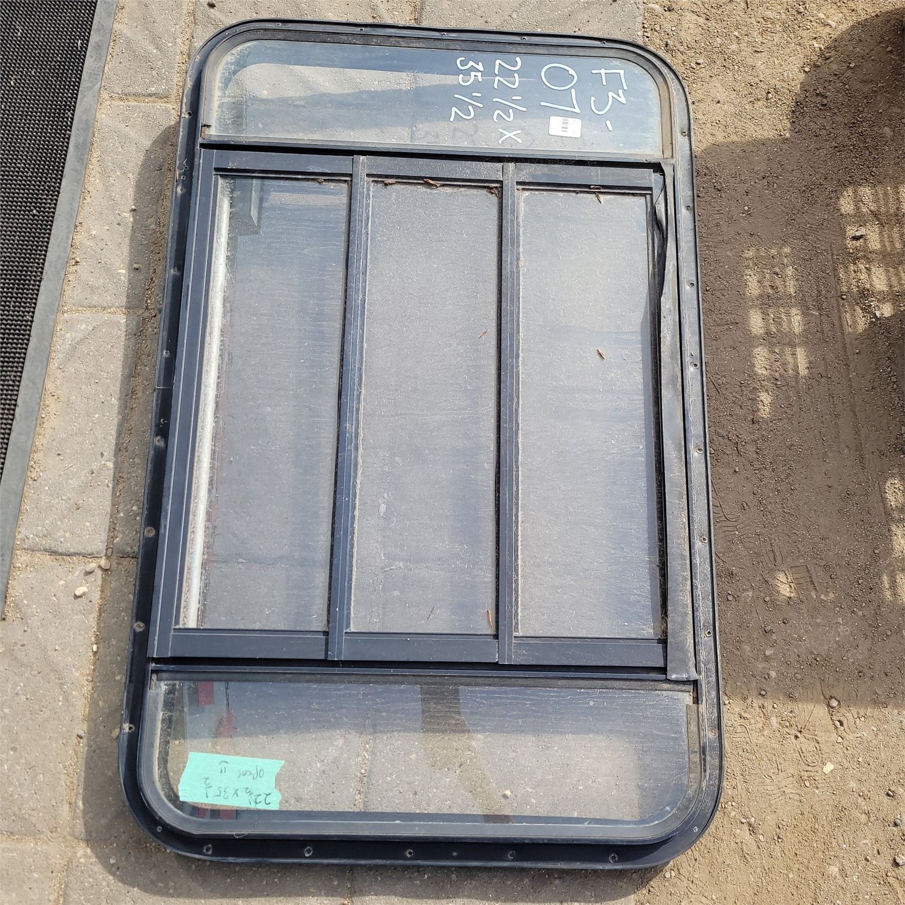 Used Black Radius Non-Opening Window : 23 3/4 X 22 X 2