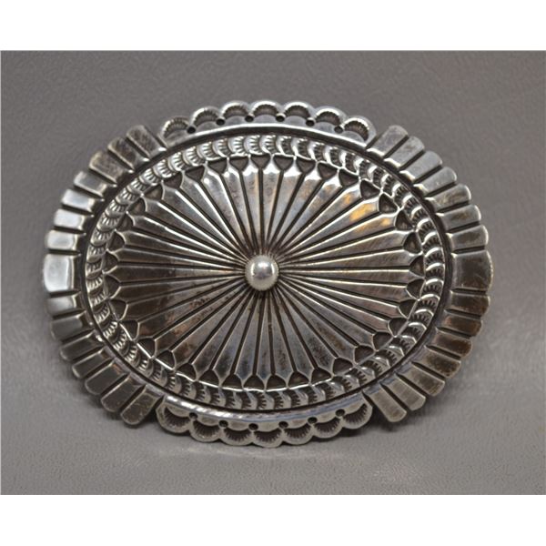 native american navajo silver buckle by L M Nez
