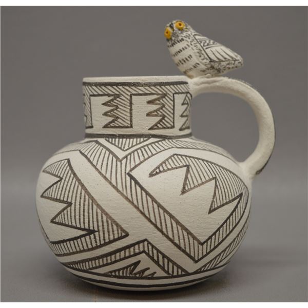 NATIVE AMERICAN ISLETA POTTERY PITCHER SIGNED WITH LOGO AND INITIALS