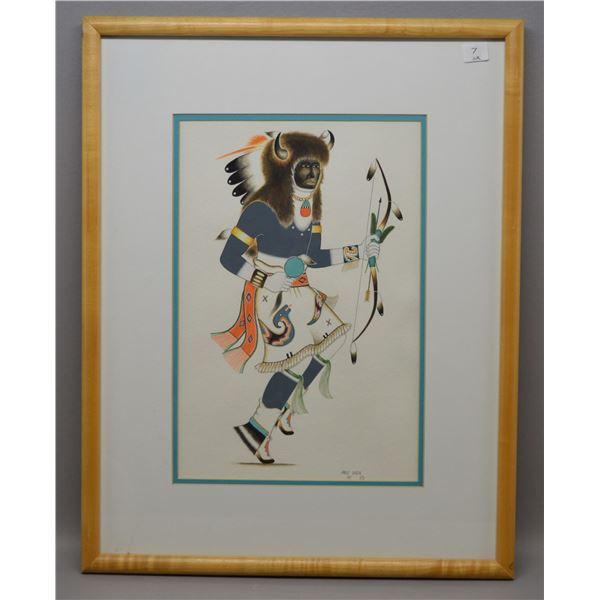 NATIVE AMERICAN TESUQUE  PAINTING BY PAUL VIGIL