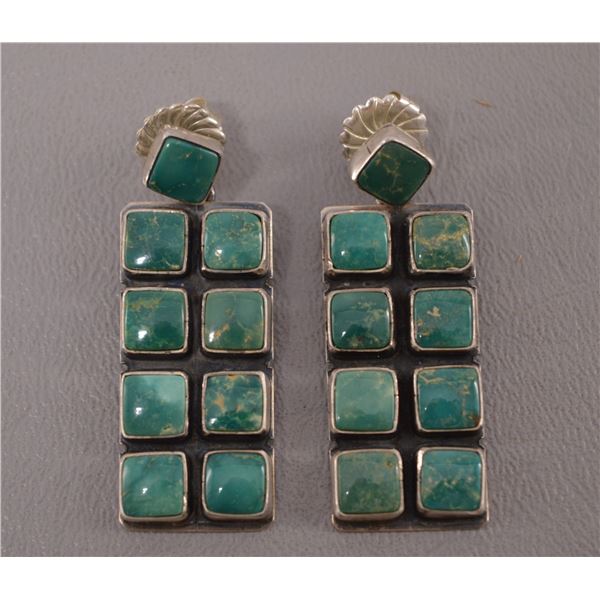 NATIVE AMERICAN NAVAJO SILVER AND TURQOUISE EARRINGS