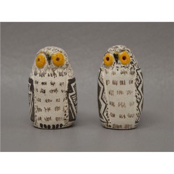 NATIVE AMERICAN ISLETA POTTERY BIRDS SIGNED WITH LOGO AND INITIALS