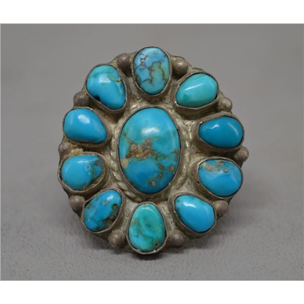 NATIVE AMERICAN NAVAJO SILVER AND TURQOIUSE RING