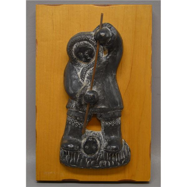 NATIVE AMERICAN ESKIMO SOAP STONE CARVING SIGNED WB