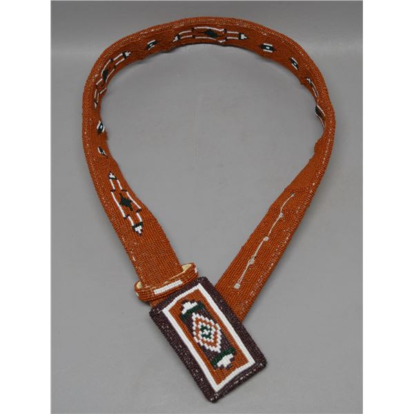NATIVE AMERICAN PLAINS BEADED BELT AND BUCKLE