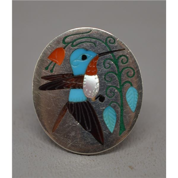 NATIVE AMERICAN ZUNI SILVER RING BY RNL