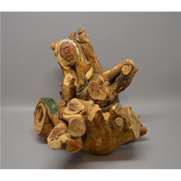 SOUTHWEST FOLK ART CARVING SIGNED FM