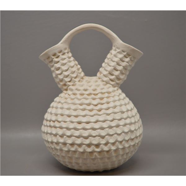 NATIVE AMERICAN ACOMA POTTERY WEDDING VASE BY STELLA SHUTIVA