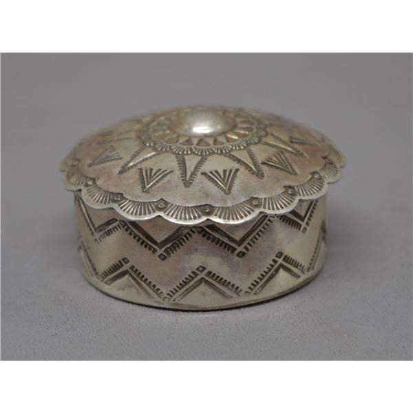 NATIVE AMERICAN NAVAJO SILVER PILL BOX