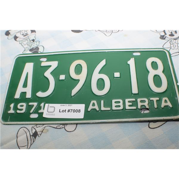 ALBERTA 1971  LICENSE PLATE