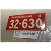Image 1 : 1953 WHEATIES CEREAL MINI LICENSE PLATE NEWFOUNDLAND