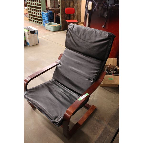 Black Chair with Wood Arm Rests Rocker