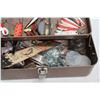 Image 2 : Vintage Metal Tackle Box with Misc Hooks