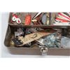 Image 3 : Vintage Metal Tackle Box with Misc Hooks